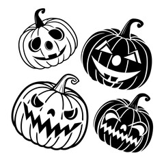 Four Black Jack O Lantern Expressions Set halloween