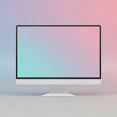 Modern Computer Monitor with Gradient Screen on White Desk.