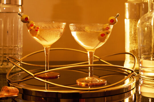 Martini sin Vintage Glass  With Warm Light 