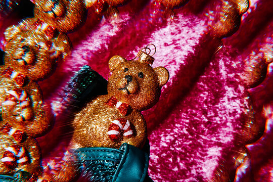 kaleidoscopic image of a glittery teddy bear