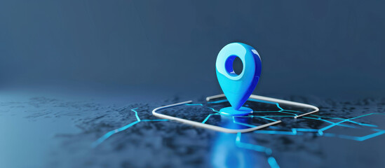 Navigating the Digital Realm: A vibrant blue location pin rests atop a minimalist map, evoking a sense of direction, connection, and the seamless integration of technology and exploration.