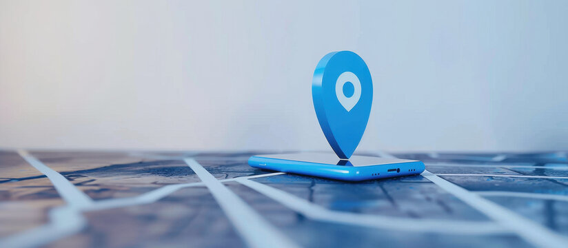 Digital Navigation: A sleek smartphone merges with a modern map pin, symbolizing seamless digital navigation and pinpoint accuracy in location services.  - Powered by Adobe