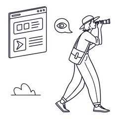 Person with binoculars looking at web page icon telescope