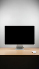 Modern Computer Setup on Desk with Minimalist Aesthetic.