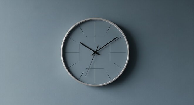 A vector illustration of a simple wall clock object showing the time with hour, minute, and second hands on a black background for a business deadline icon - Powered by Adobe