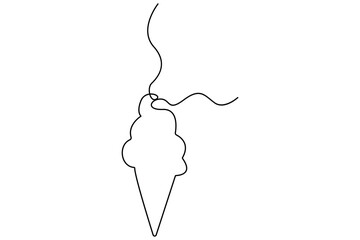 Continuous One line drawing of Ice cream single line vector illustration editable stroke. isolated on white background
