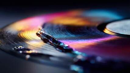 A Captivating Close-Up of a Colorful Vinyl Record Highlighting Its Unique Grooves and Reflective Surface, Perfectly Showcasing the Beauty of Modern Analog Music Formats
