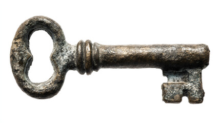 Antique Rusty Key Isolated on White