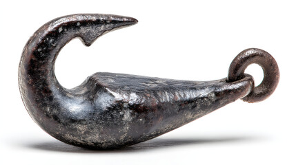 Antique rusty iron hook with ring