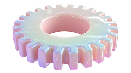 3D rendered gear with iridescent surface