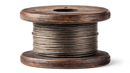 Vintage Wooden Spool with Jute Thread