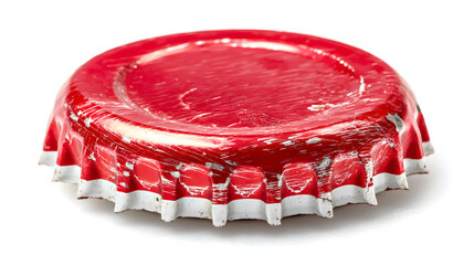 Used Red Bottle Cap Close-up on White