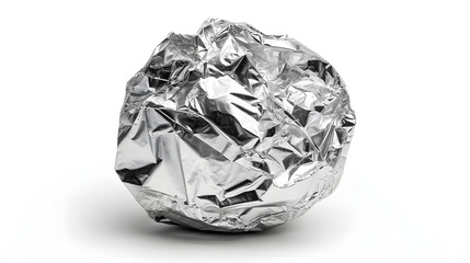 Aluminum foil ball on white background