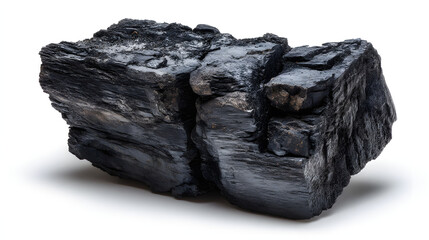 Chunk of Anthracite Coal on White