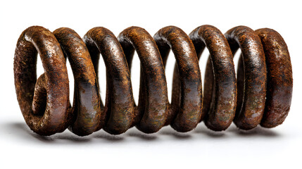 Rusty metal spring on white