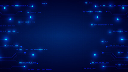 Abstract Blue Technology Background Glowing Circuit Lines Digital Data Numbers Vector Illustration
