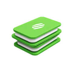 Stack of three green & white rectangular objects
