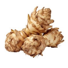 Three bulbous, light beige root vegetables