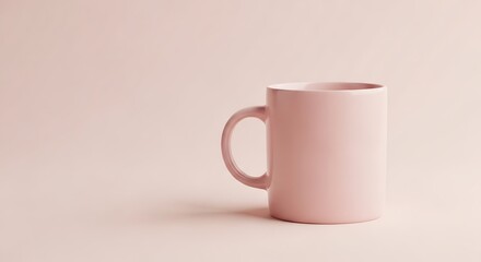 Minimalist Pink Ceramic Mug on a Solid Pastel Background