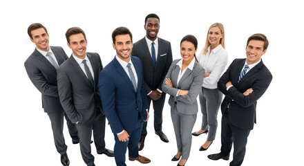 High resolution diverse business team on white background design mockup featuring team, business, people on clean white background for product presentation use