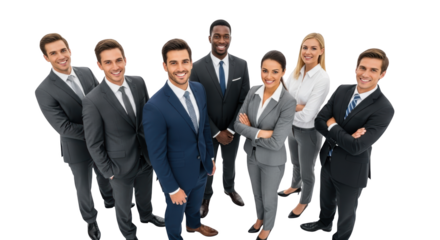 High resolution diverse business team on white background design mockup featuring team, business, people on clean white background for product presentation use