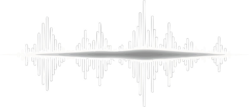 A visual representation of sound waves on a white background with a minimalist design and a subtle grey tone conveying a sense of audio analysis and voice recognition waves minimalis.