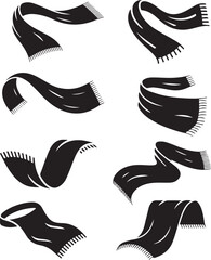 Fototapeta premium Set of different scarfs collection for fashion on transparent background