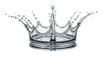 High quality dynamic water splash forming a crown shape mockup or design concept with water, splash, crown in studio lighting setup
