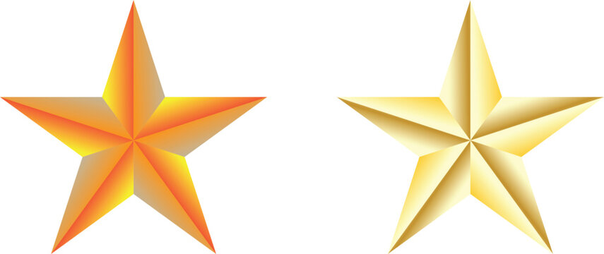 Two golden and orange star symbols, isolated graphic set Vector
