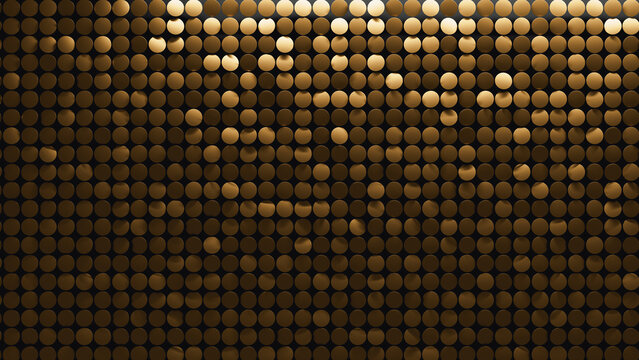 Vibrant circular shapes create a luxury gold abstract 3D background