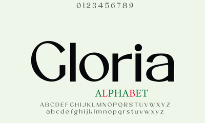 Glorien Sans Serif alphabet letters font for logo