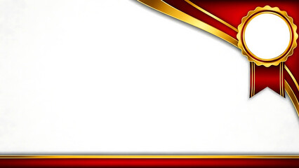 A premium certificate template featuring a red and gold border, clean white background, and gold medal accent. Perfect for awards, achievements, recognition, appreciation, and formal ceremonies.