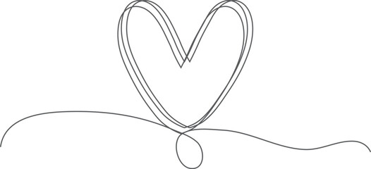 Hand-drawn sketch illustration of a heart shape, symbolizing love and romance for Valentine's Day card design or wedding decoration
