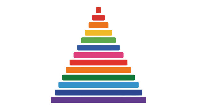 Geometric Progression: An abstract arrangement of colorful building blocks ascending, symbolizing growth, progress and development. It showcases a vibrant array of colors and shapes.