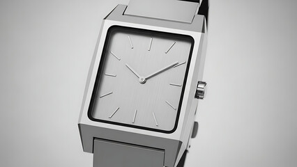 Elegant Square Watch with Minimalist Design and Metal Band.