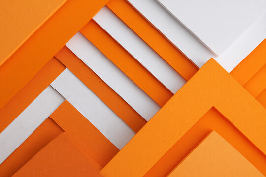 Contemporary geometric vector elements, orange accent stripes, minimal wall decoration, isolated on white background