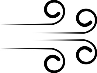 Black Wind Breeze Swirl Icon in Flat Line Style, Air Flow Symbol Pack with Abstract Curved Gust Shapes, Minimal Outline Weather Elements and Motion Lines Vector Illustration