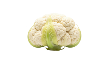 Creative fresh healthy cauliflower on white presentation showing cauliflower, vegetable, food concept suitable for advertising or e-commerce design