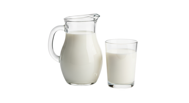 Modern fresh milk in glass pitcher still life photo highlighting milk, dairy, drink ideal for branding or digital marketing content