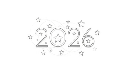 Celebrate 2026 with Stellar Style A minimalist design with stars, perfect for New Year greetings, event invites, or futuristic themes for a fresh start