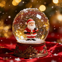 Charming Santa Claus in Snow Globe with Magical Snow Effect