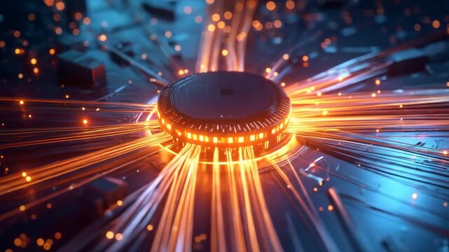 Futuristic Processor - A Visual Representation of Data Flow and Technology.