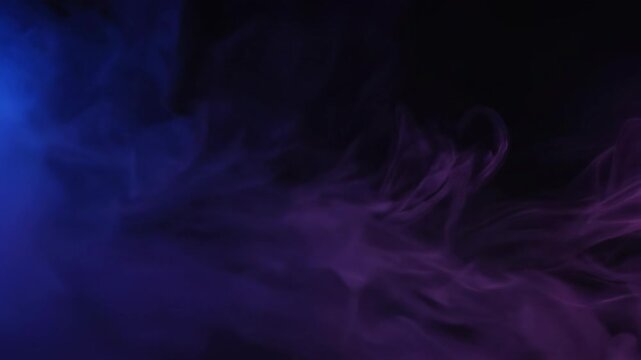 ﻿Slow motion ethereal clouds of swirling indigo and violet atmospheric haze dissipate gently across a dark background smoke, flowing, texture