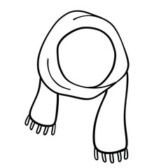 Warm Knitted Scarf with Stripes Cozy Winter Style Line Art Illustration