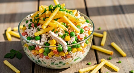 Delicious Culinary Masterpiece: A vibrant ensemble of fresh ingredients artfully presented, showcasing a tantalizing array of flavors and textures, perfect for culinary enthusiasts and foodies alike.