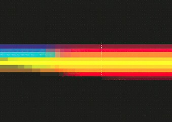 A very pixelated rainbow gradient with a black background