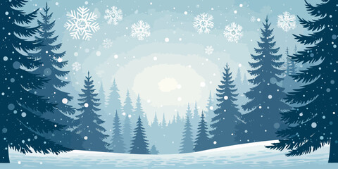 Vector christmas a snowy winter landscape with pine trees and falling snowflakes creating a serene atmosphere outdoors