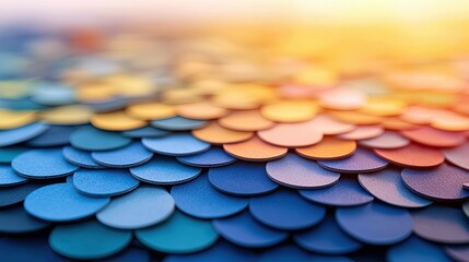 An abstract image featuring a pattern of colorful, overlapping circles with a gradient of warm light.