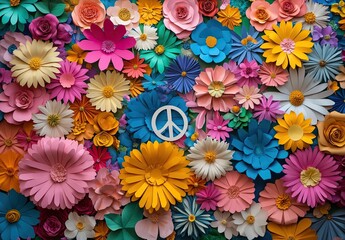 A vibrant and colorful paper flower background with various shapes