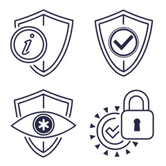 Security and Information Icons Shield Lock Eye and Checkmark Symbols Keywords: security, protection